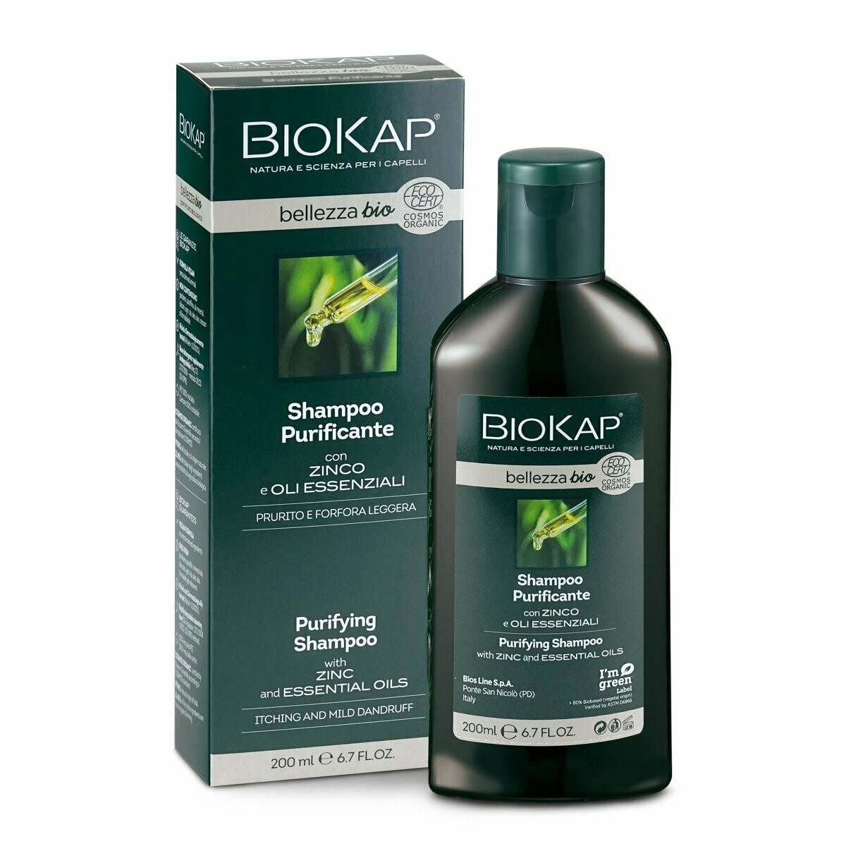 Champú Purificante con Zinc y Aceites esenciales Bio 200 ml Biokap
