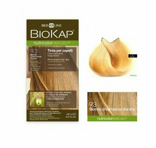 Tinte de Pelo Nutricolor Delicato 9.3 Rubio muy Claro Dorado 140 ml Biokap