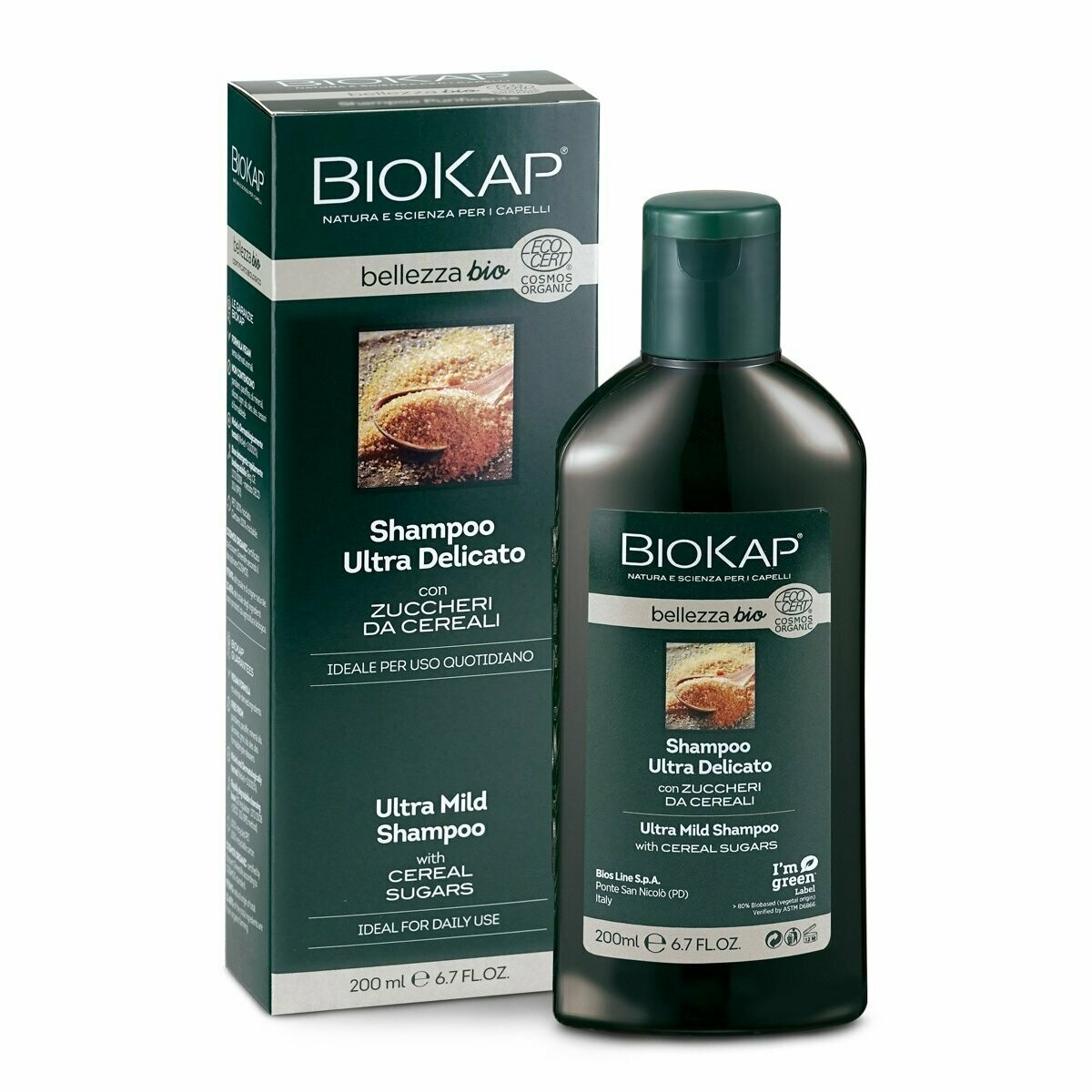 Champú Ultra-Delicado con Azúcares de Cereales Bio 200 ml Biokap