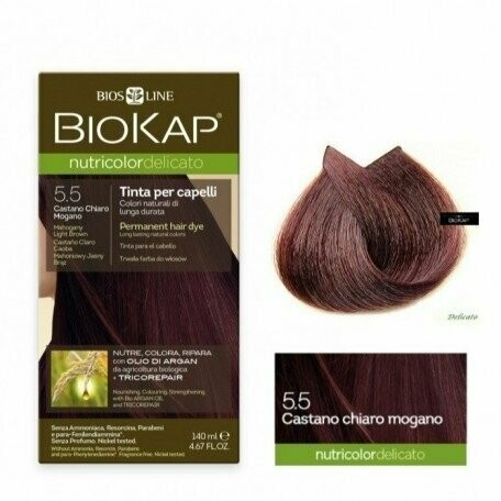 Tinte de Pelo Nutricolor Delicato 5.5 Castaño Claro Caoba 140 ml Biokap