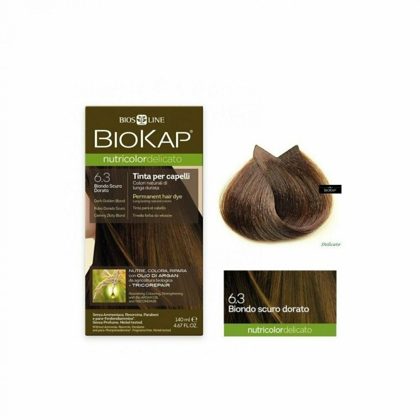 Tinte de Pelo Nutricolor Delicato 6.30 Rubio Dorado Oscuro 140 ml Biokap