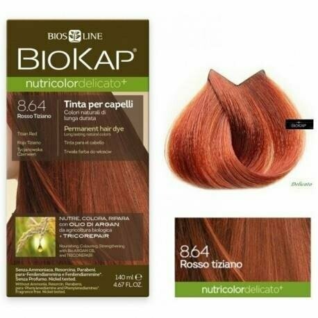 Tinte de Pelo Nutricolor Delicato 8.64 Rojo Tiziano 140 ml Biokap