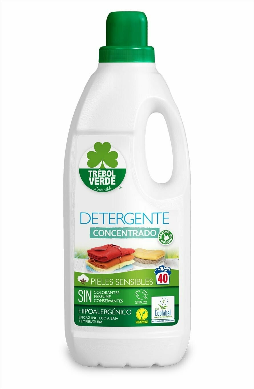 Detergente Concentrado Pieles Sensibles 40 Lavados Bio 2 L Trébol Verde