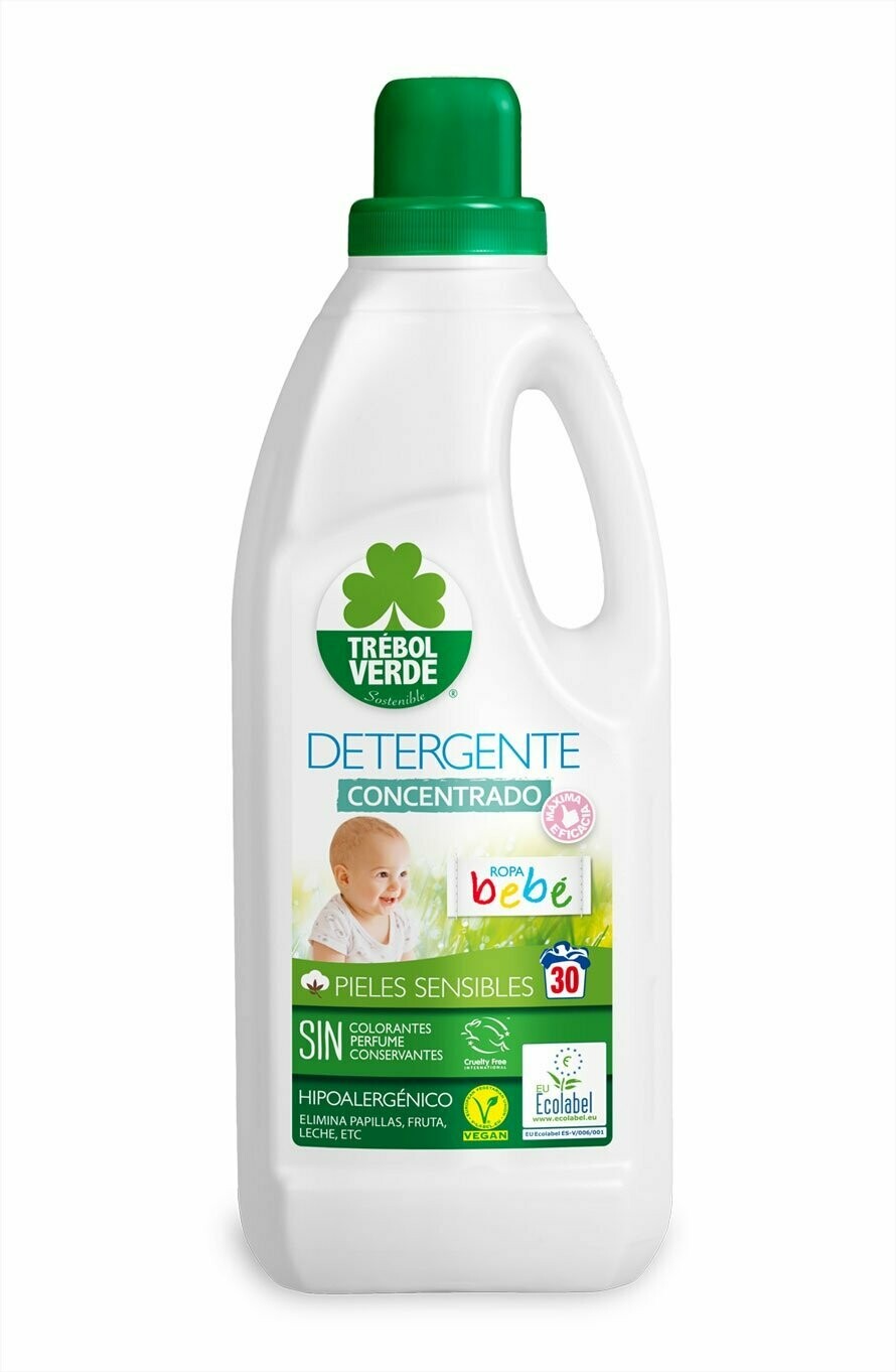 Detergente Concentrado Ropa Bebé 30 Lavados Bio 1,5 L Trébol Verde