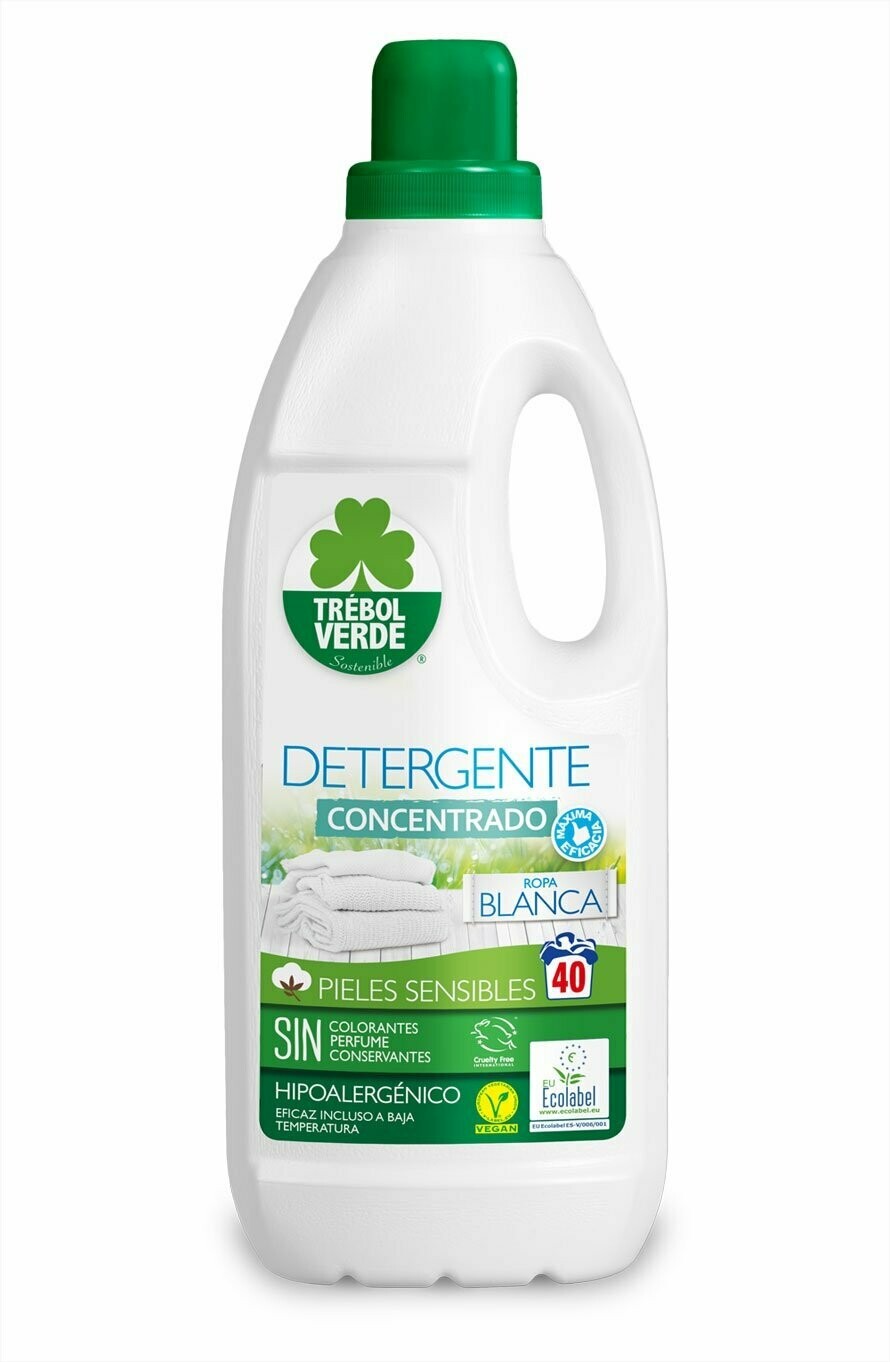 Detergente Concentrado Ropa Blanca 40 Lavados Bio 2 L Trébol Verde
