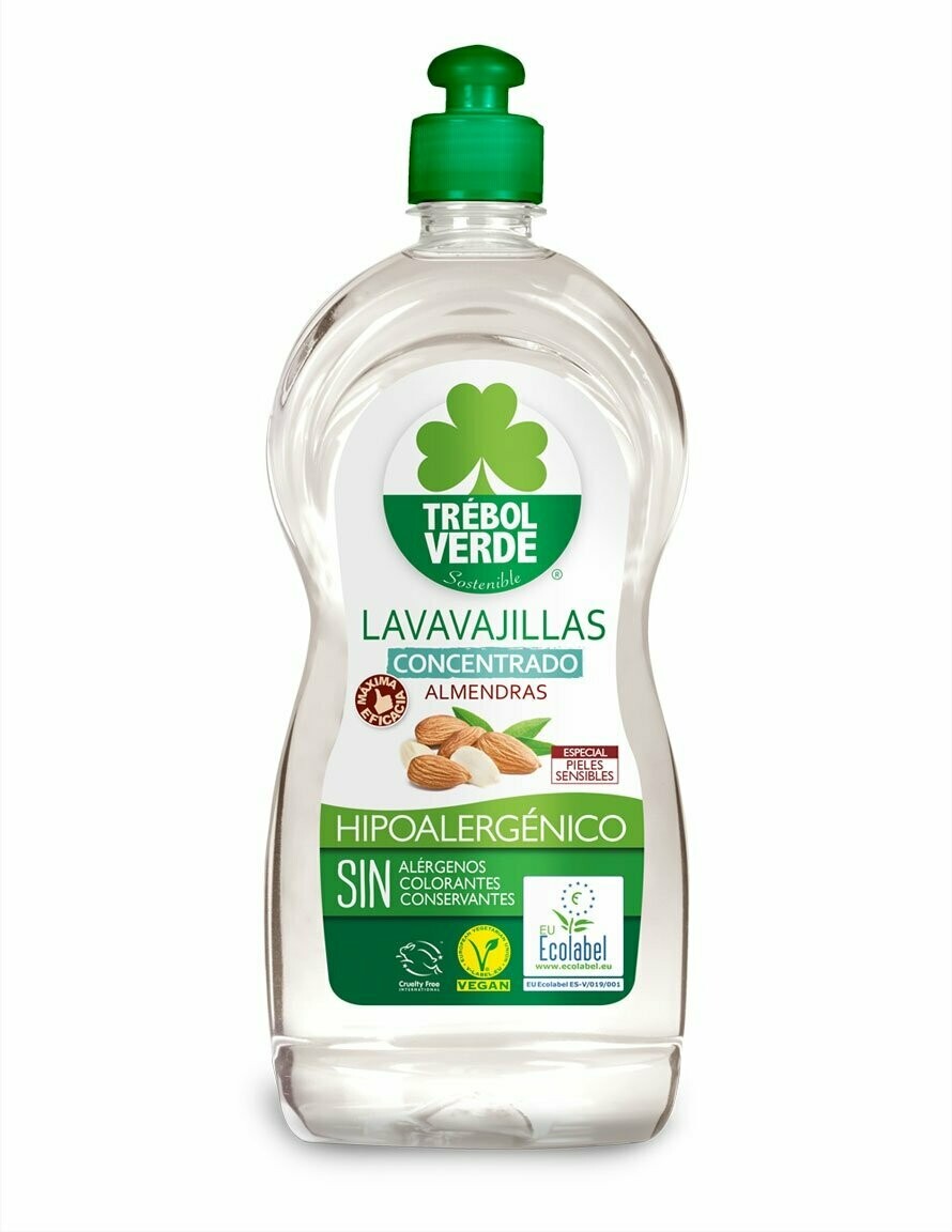 Lavavajillas Concentrado Almendras Pieles Sensibles Bio 750 ml Trébol Verde
