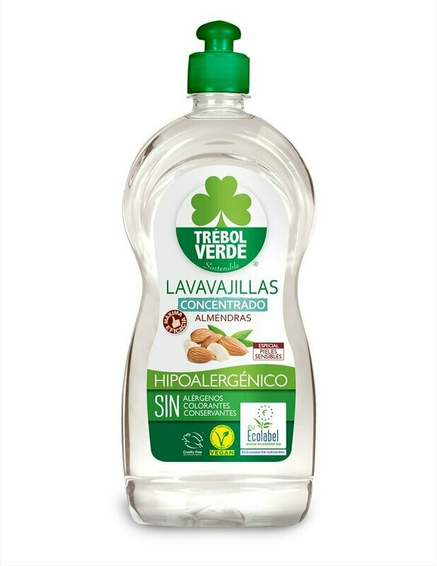 Lavavajillas Concentrado Almendras Pieles Sensibles Bio 750 ml Trébol Verde