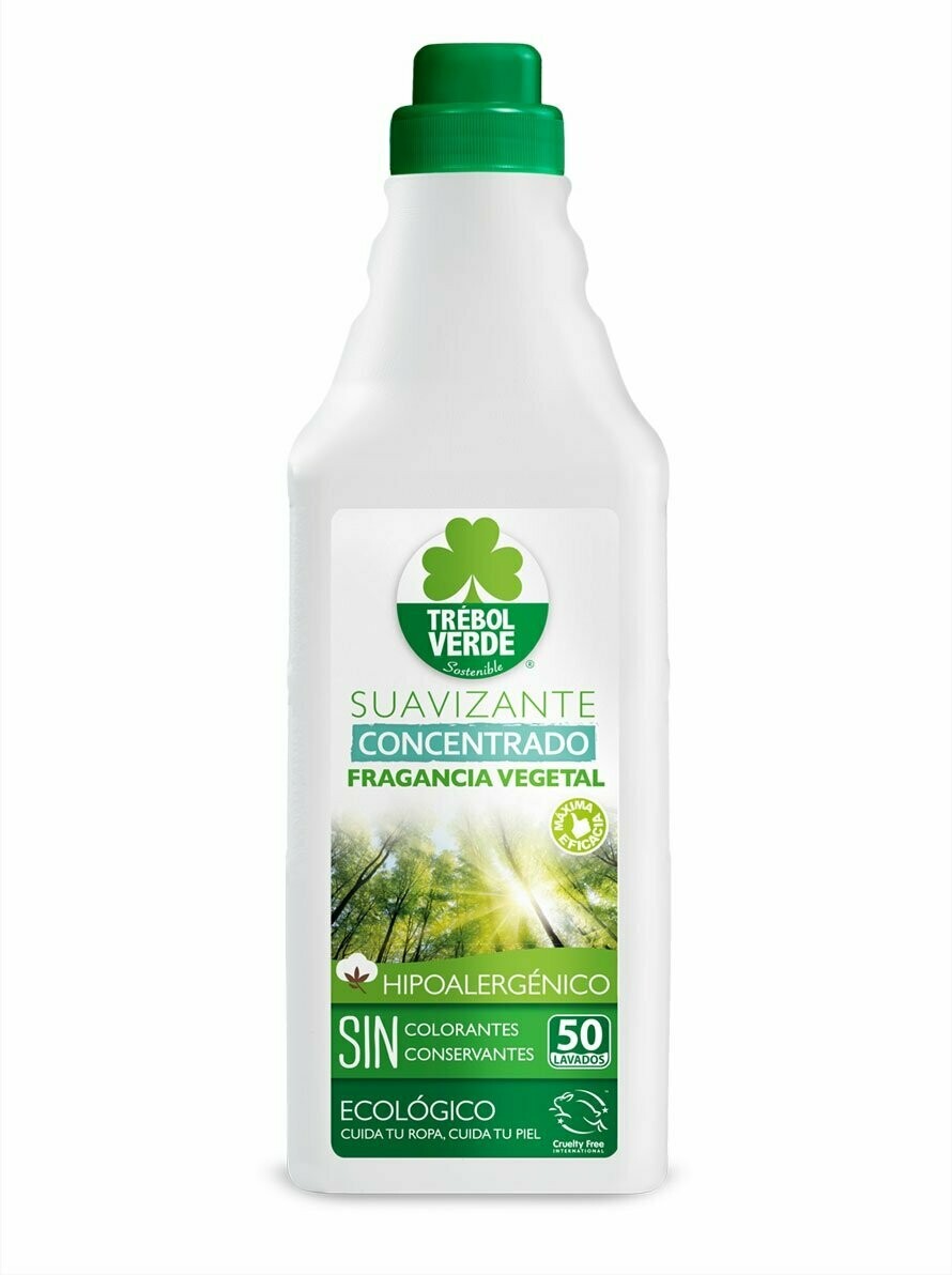 Suavizante Fragancia Vegetal 50 Lavados Ecológico 1 L Trébol Verde