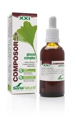 Composor 41 Gincox Complex S.XXI Envase de vidrio con dosificador. 50 ml  Soria Natural® Composor 41 Gincox Complex S.XXI Envase de vidrio con dosificador. 50 ml  Soria Natural®