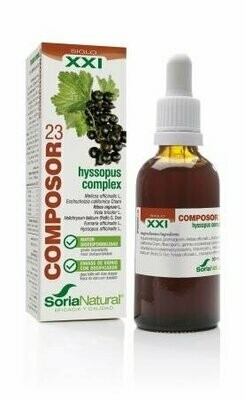 Composor 23 Hyssopus Complex S.XXI Envase de vidrio con dosificador. 50 ml Soria Natural® Composor 23 Hyssopus Complex S.XXI Envase de vidrio con dosificador. 50 ml Soria Natural®