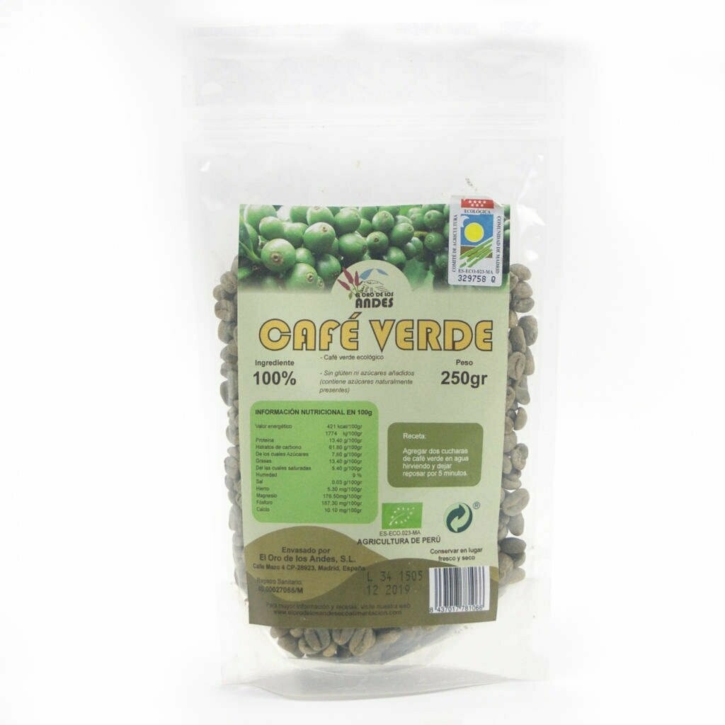 Café Verde en Grano Ecológico 250 grs Café de Canchaque El Oro de los Andes