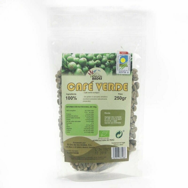Café Verde en Grano Ecológico 250 grs Café de Canchaque El Oro de los Andes