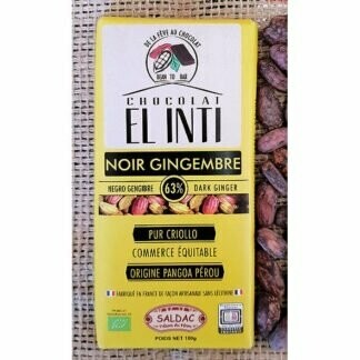Chocolate con Jengibre 63% Bio de 100 gr. El Oro de los Andes