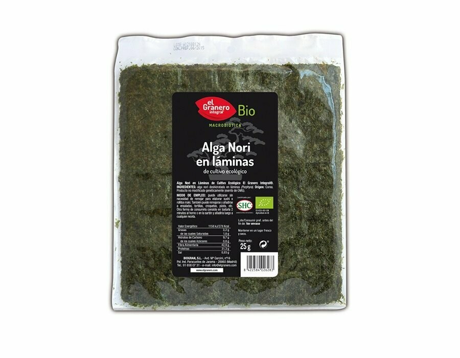 Alga Nori en Láminas Bio, 25 g El Granero Integral