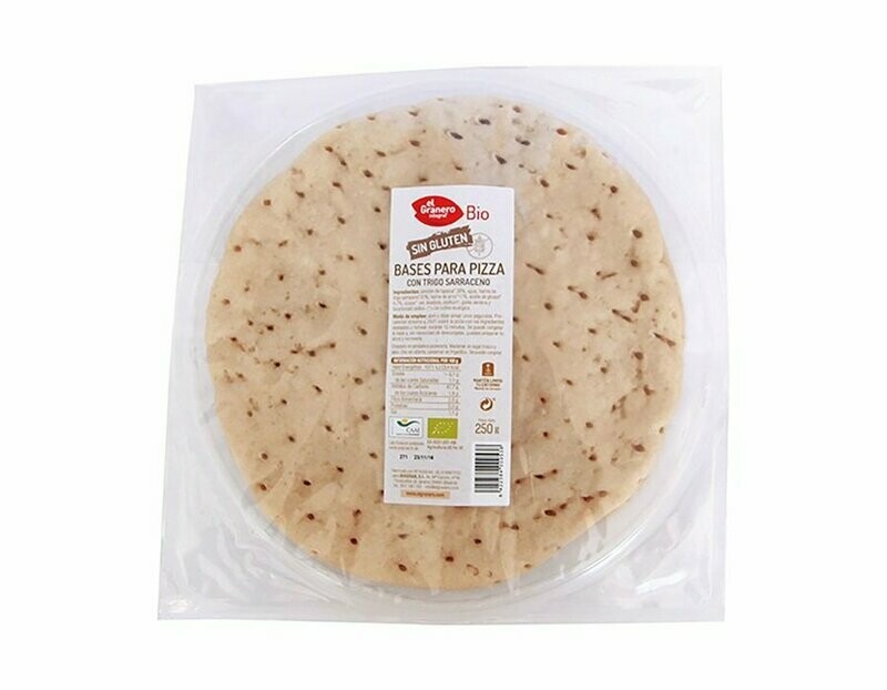 Bases de Pizza con Trigo Sarraceno sin Gluten Bio, 2 Uds. 250g El Granero Integral