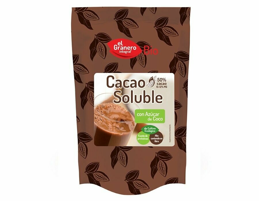 Cacao Soluble con Azúcar de Coco Bio, 350 g El Granero Integral