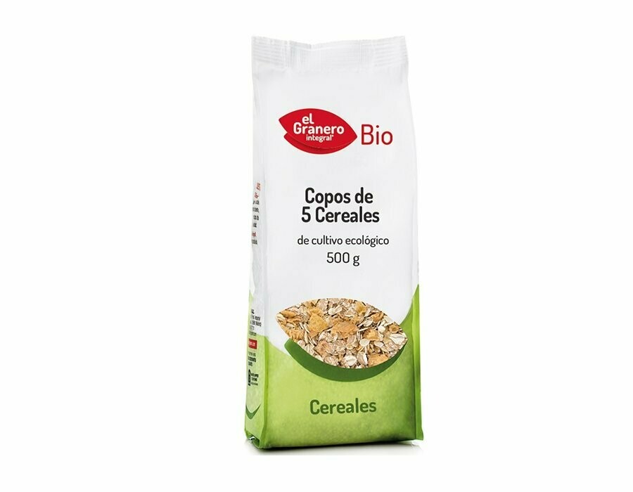Copos de 5 Cereales Bio, 500g El Granero Integral