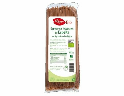 Espaguetis de Trigo Espelta Integral Bio, 500g El Granero Integral
