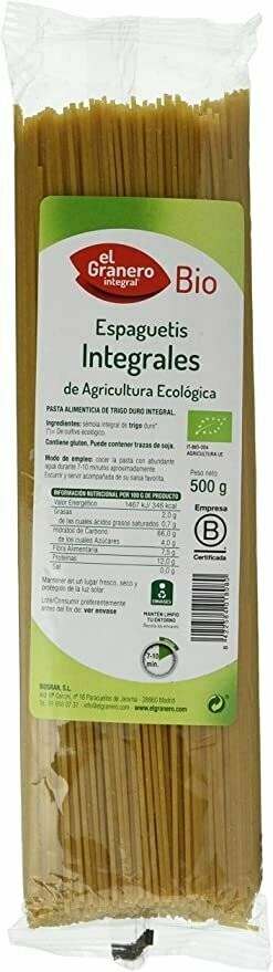 Espaguetis Integrales Bio, 500 g El Granero Integral
