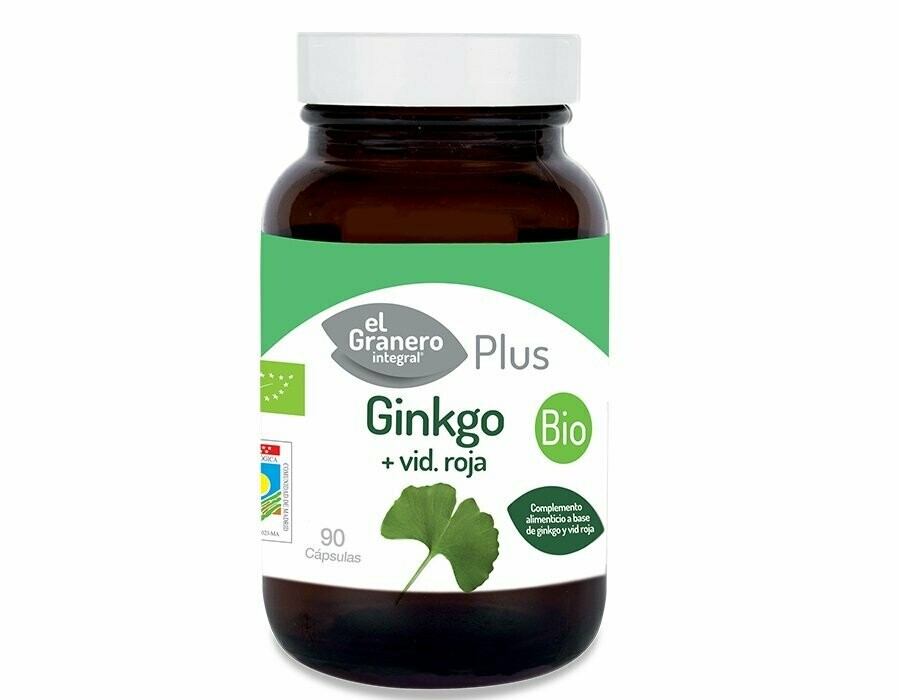 Ginkgo + Vid Roja Bio, 90 Cápsulas 500 mg El Granero Integral Plus