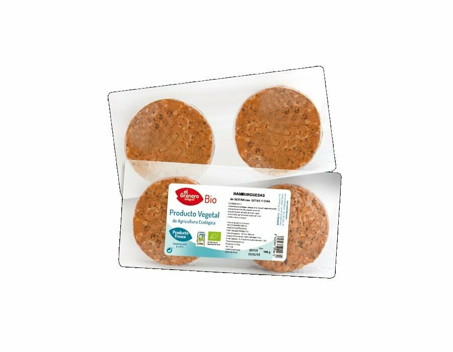 Hamburguesa de Seitán con Setas y Chía Bio (F), 160 g El Granero Integral