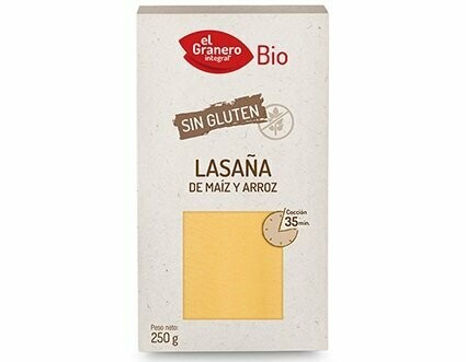 Láminas Lasaña sin Gluten Bio, 250g El Granero Integral