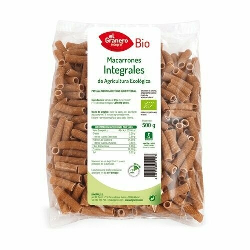 Macarrones Integrales Bio, 500 g El Granero Integral