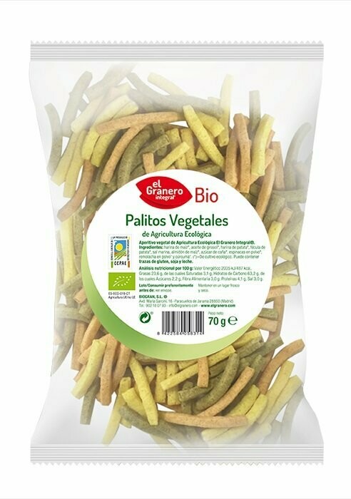 Palitos Vegetales Bio, 70 g El Granero Integral