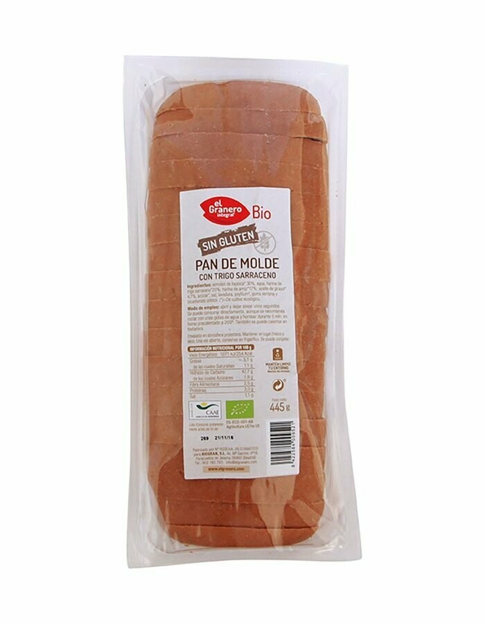 Pan de Molde con Trigo Sarraceno sin Gluten Bio, 445 g El Granero Integral
