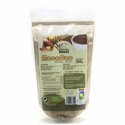 MacaCao (Maca Tricolor 35%, Algarroba 35%, Cacao 15%, Panela 15%) Bio 300 gr. El Oro de los Andes