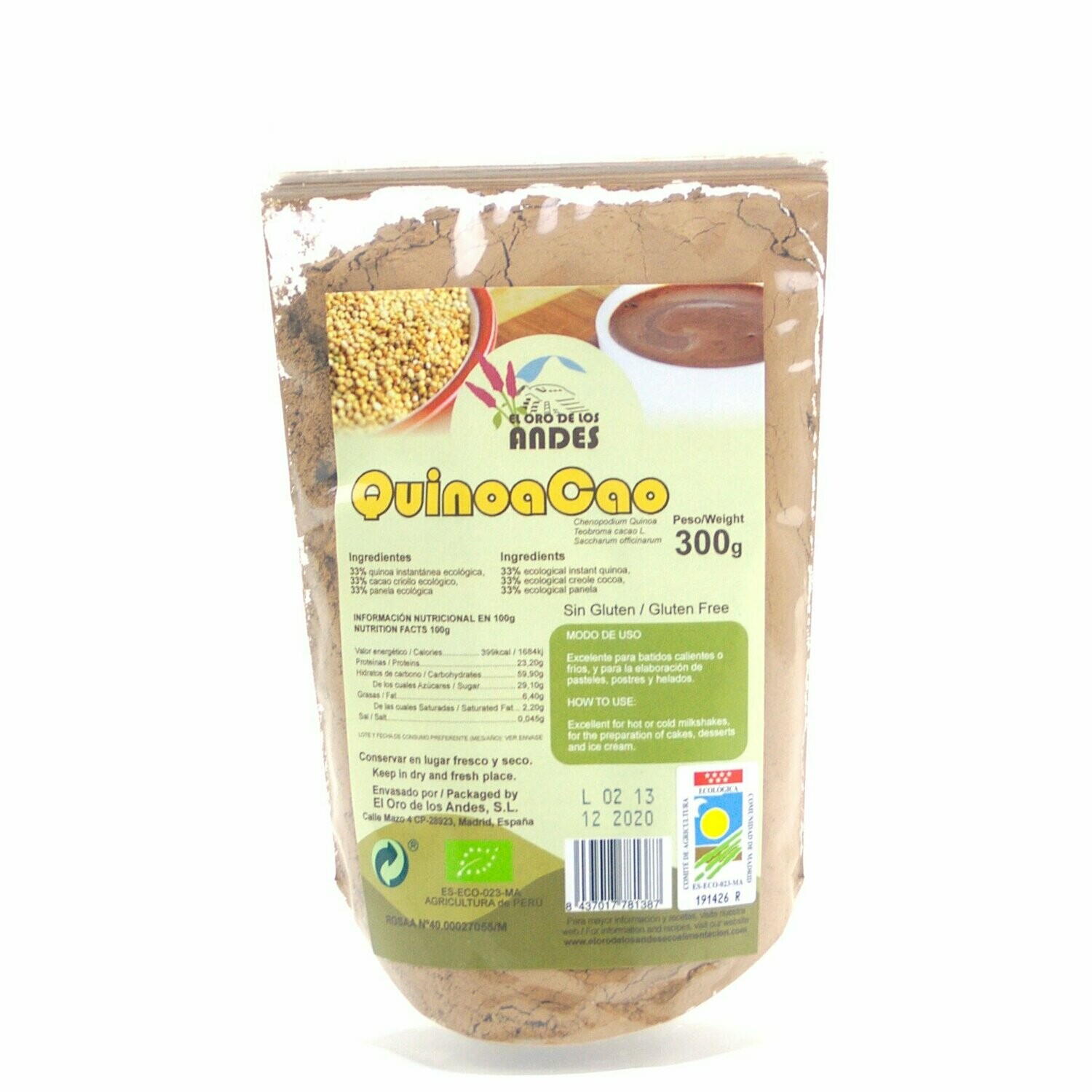 QuinoaCao Bio, 300 gr. El Oro de los Andes