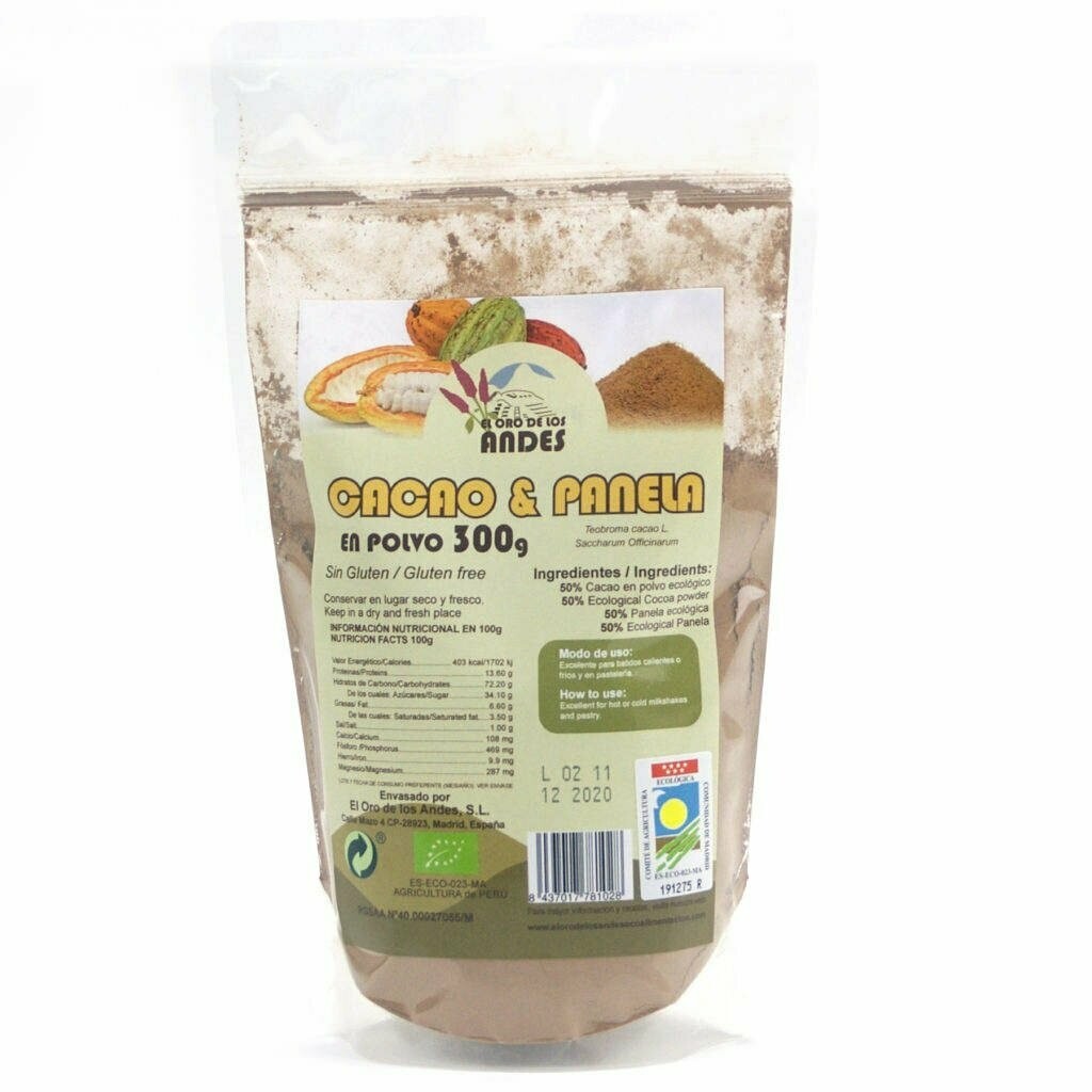 Cacao y Panela en polvo Bio 300 gr El Oro de los Andes