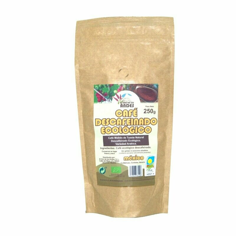 Café molido Descafeinado de tueste natural Bio 250g El Oro de los Andes
