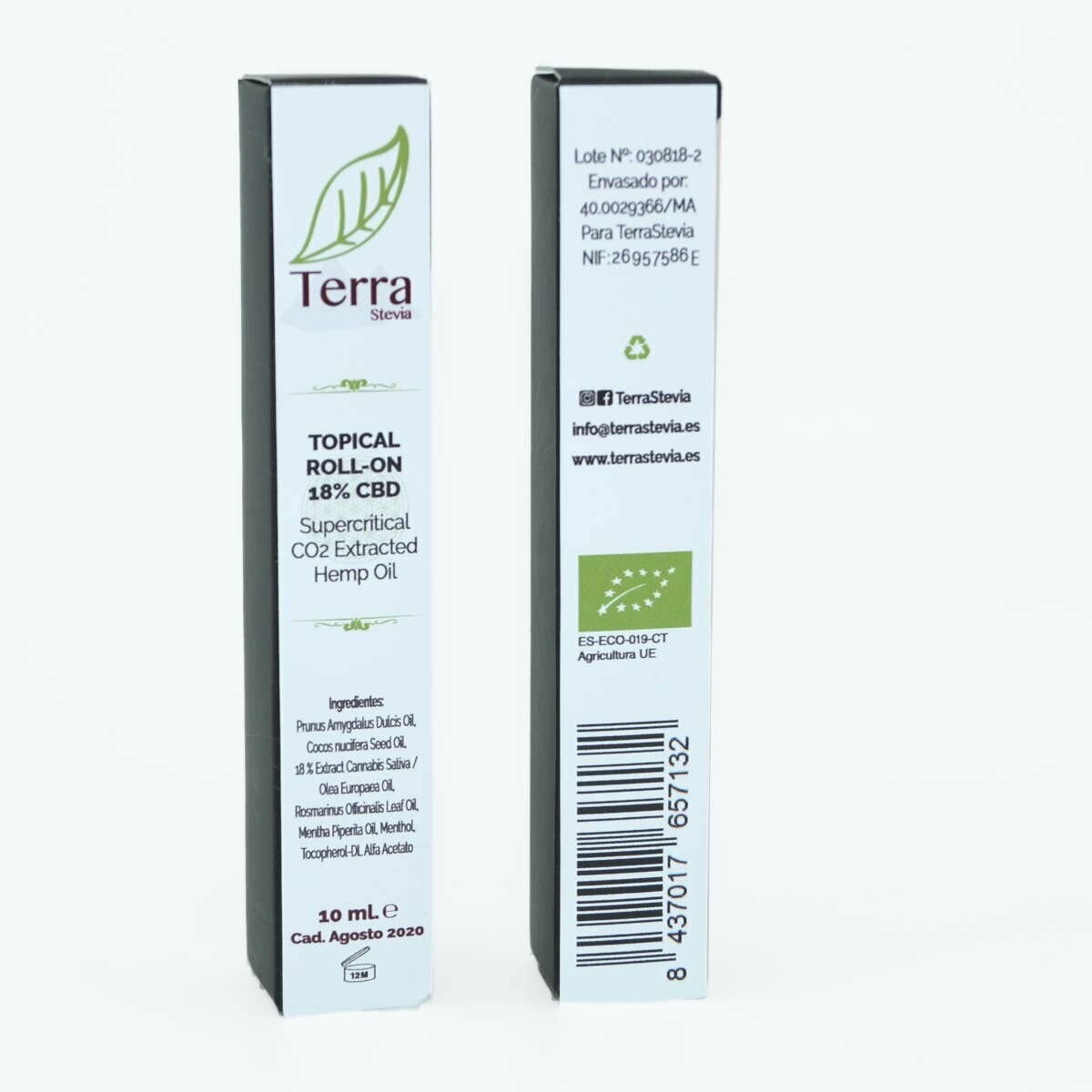 CBD OIL Aceite de extracto Vegetal en Roll-On 18% Bio 10 ml (aplicación local) El Oro de los Andes