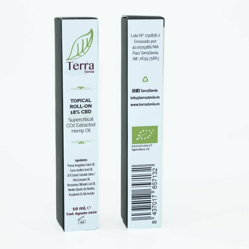 CBD OIL Aceite de extracto Vegetal en Roll-On 18% Bio 10 ml (aplicación local) El Oro de los Andes