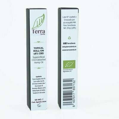 CBD OIL Aceite de extracto Vegetal en Roll-On 18% Bio 10 ml (aplicación local) El Oro de los Andes