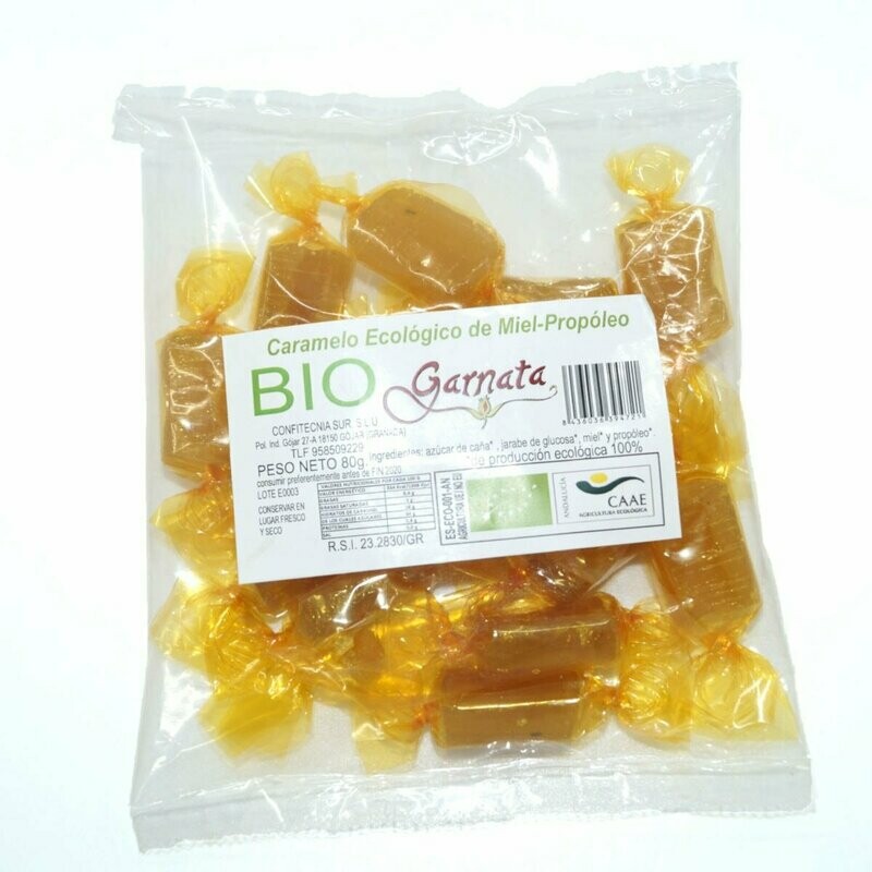 Caramelos Artesanos Garnata de Miel Propóleo Bio 80 gr. El Oro de los Andes