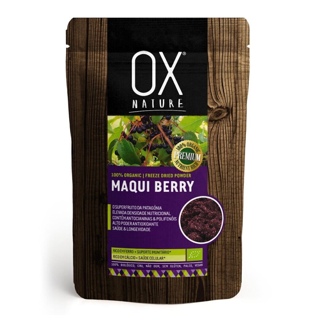 Maqui Berry (frutos rojos), liofilizadas en polvo Bio 70 g  El Oro de los Andes