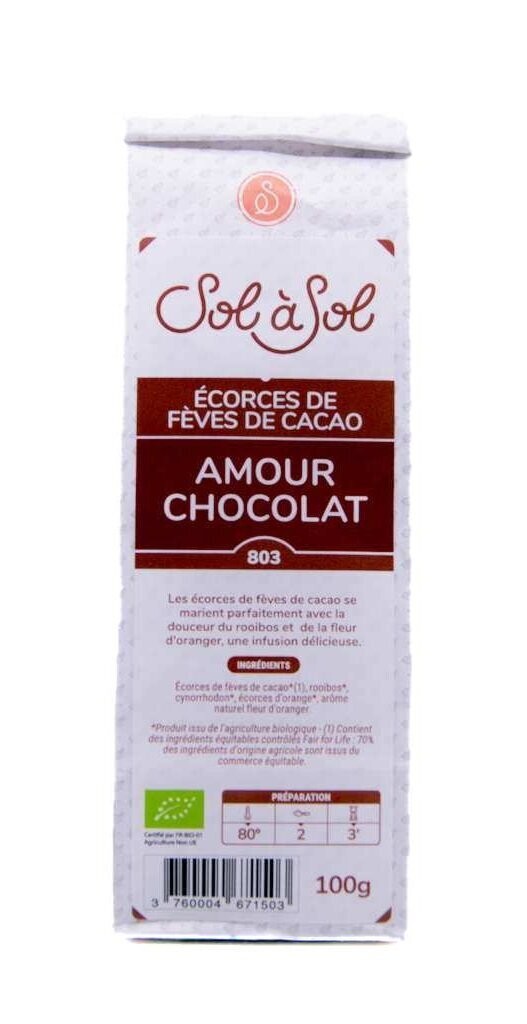Infusión Amour Chocolat Rooibos Naranja Corteza de Granos de Cacao Bio 100 gr. El Oro de los Andes