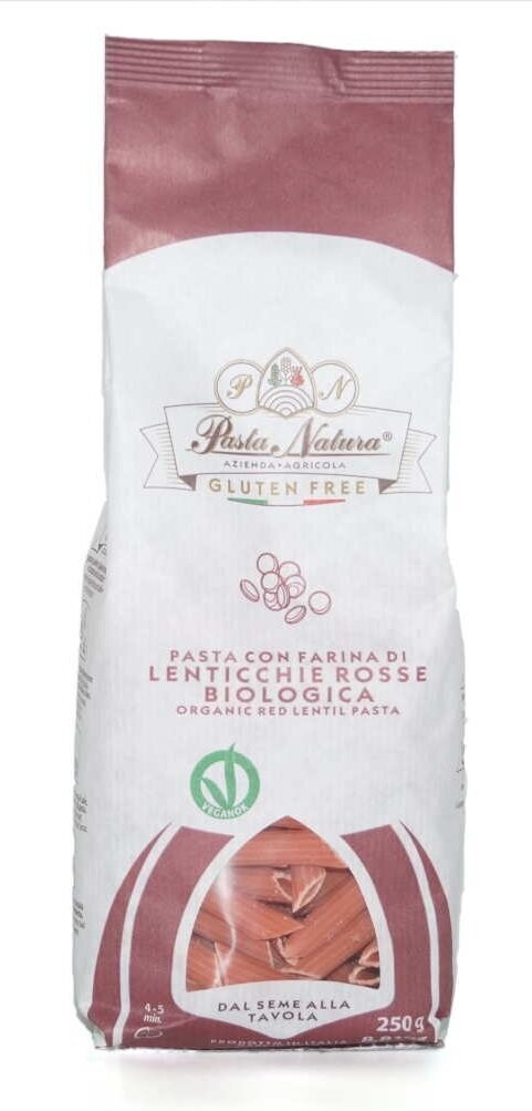 Pasta de lenteja Roja, macarrón, Sin Gluten, Ecológica 250 g El Oro de los Andes