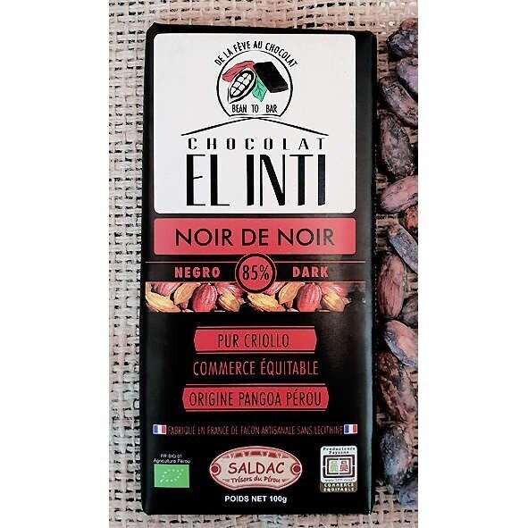 Chocolate 85% cacao peruano, en tabletas, Bio de 100 gr. El Oro de los Andes
