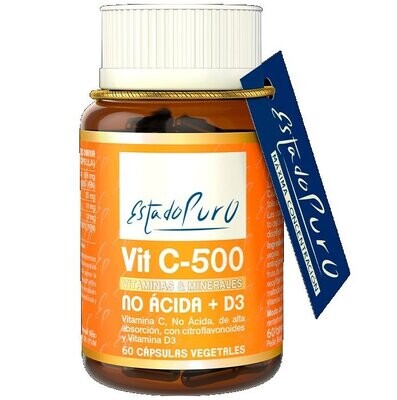 C 500 no ácida + Vitamina D3 60 Cápsulas Vegetales Estado Puro Tongil