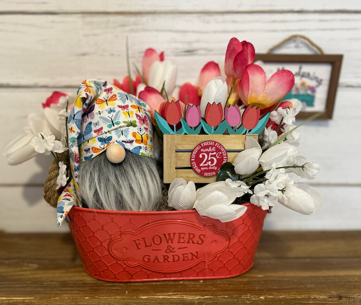 Pink Tulip Gnome Garden