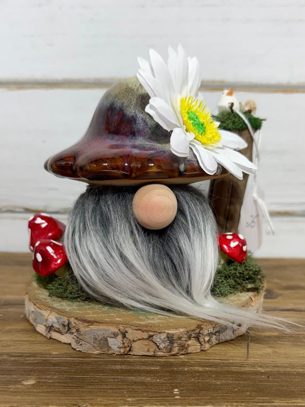 Ceramic mushroom gnome