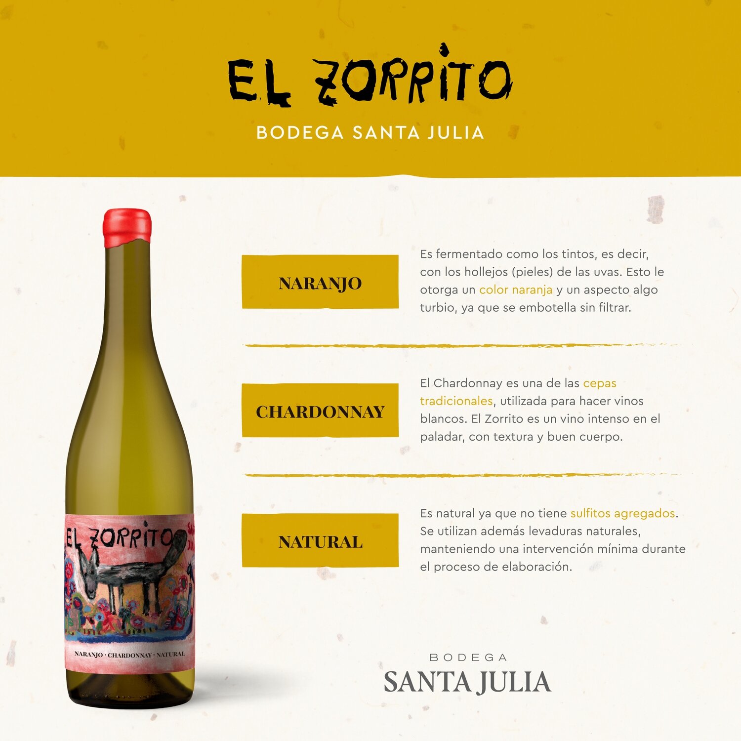 Vino Santa Julia El Zorrito Chardonnay Natural x750cc