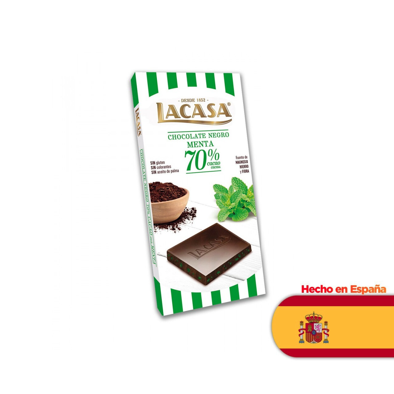 Lacasa tableta choc. 70% cacao c/menta x100gr