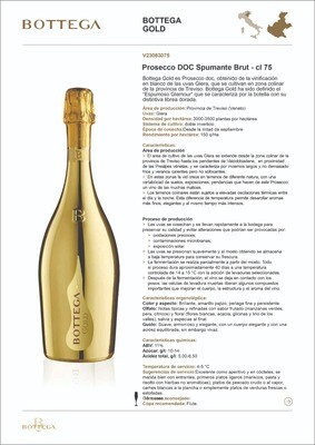Prosecco Bottega Gold Docg x750cc