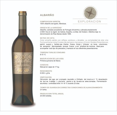 Vino Blanco Las perdices albariño x750cc