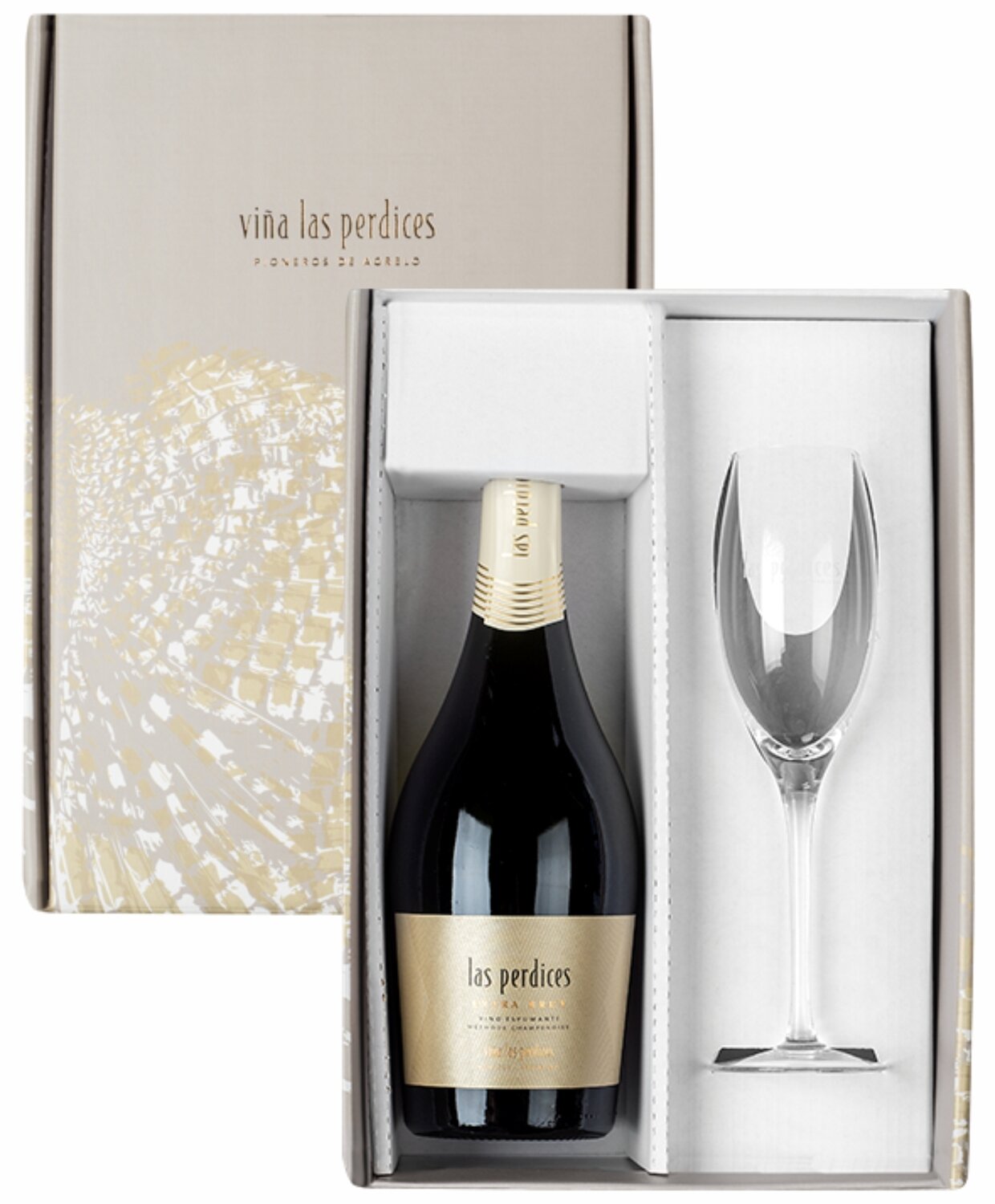 Estuche Las Perdices Extra Brut + Copa x750cc