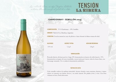 Vino Blanco Tension La Ribera Chardonnay x750cc